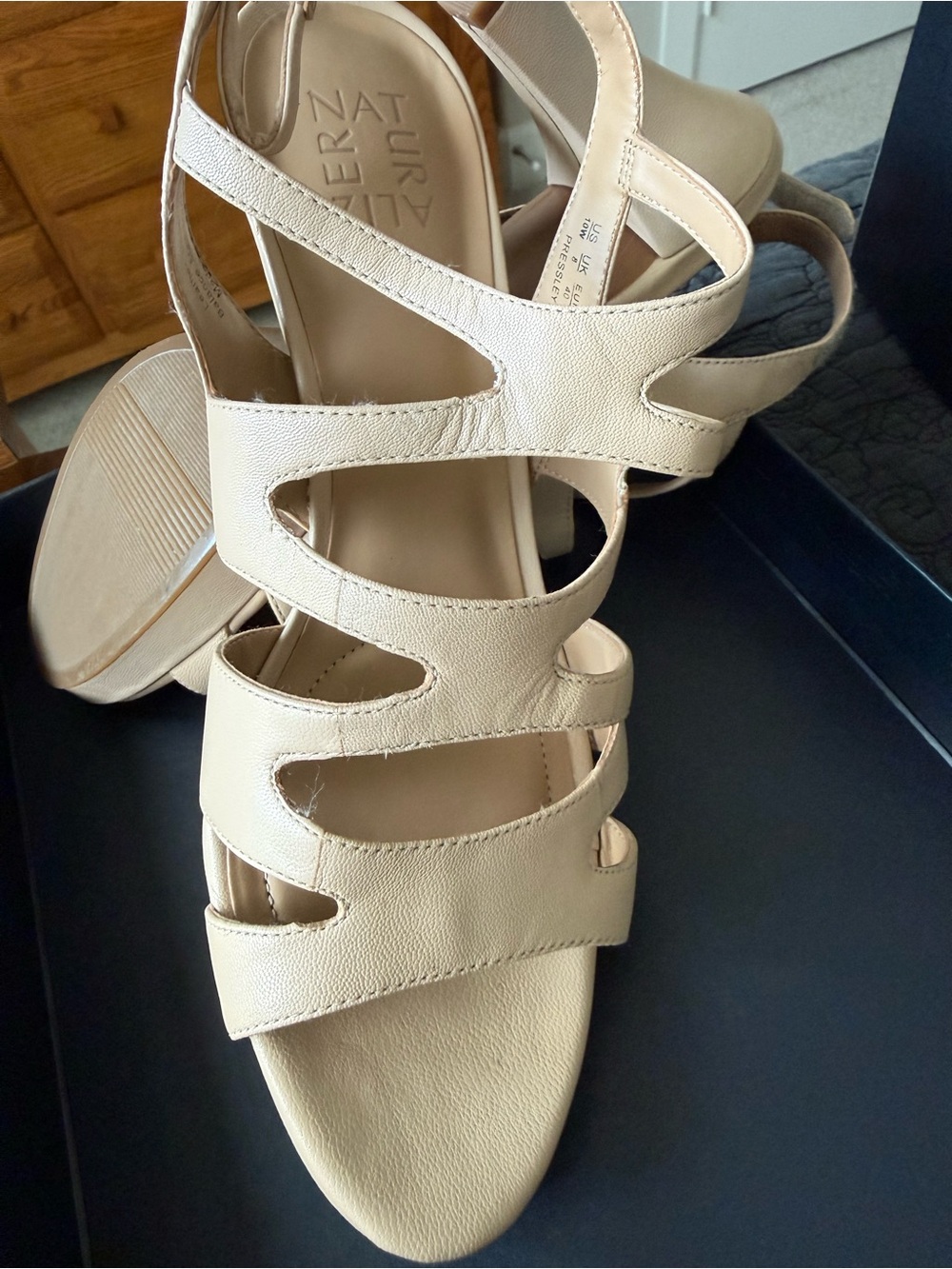 Naturalizer Beige Multi-Strap Heeled Sandal